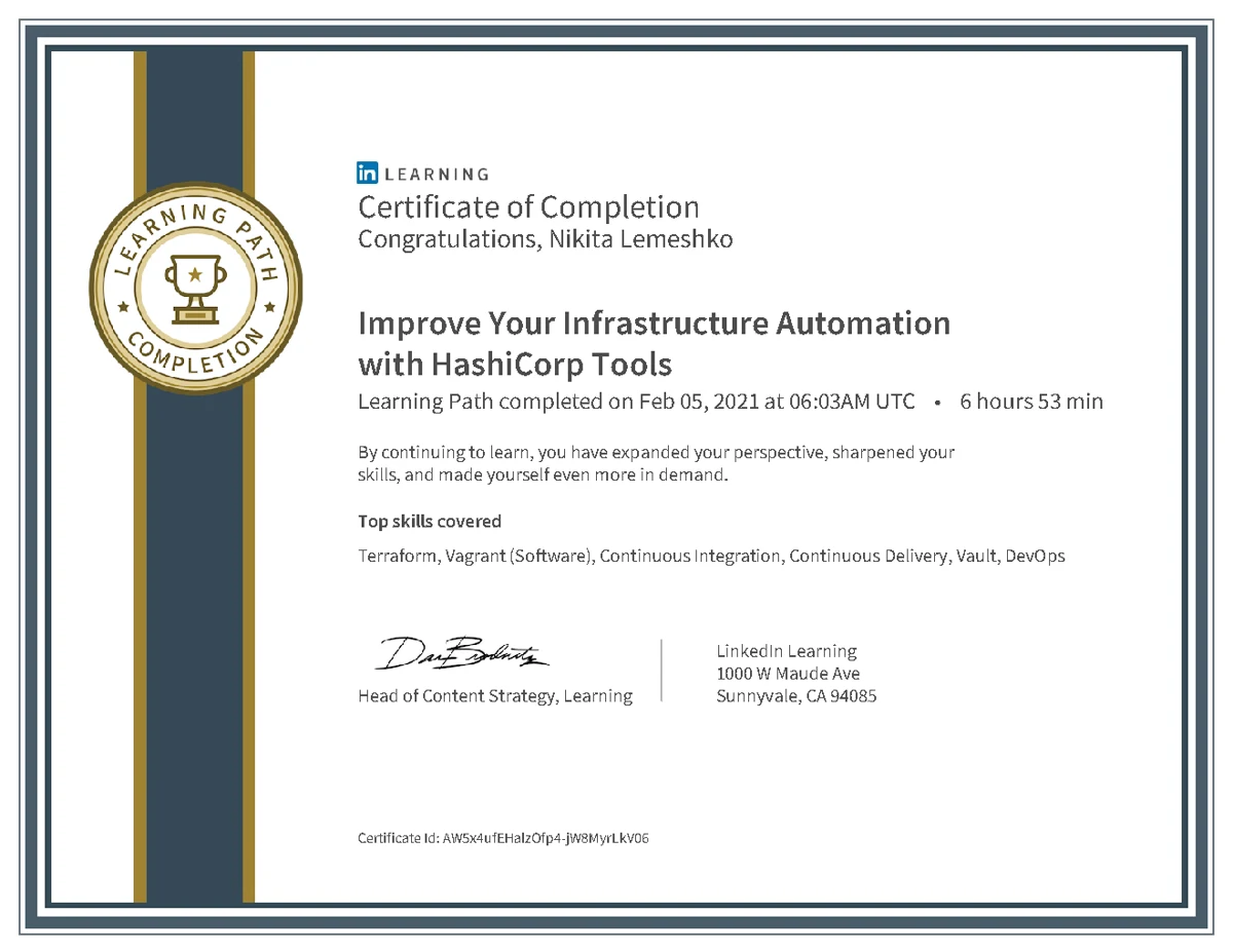 IaC with HashiCorp — certificate